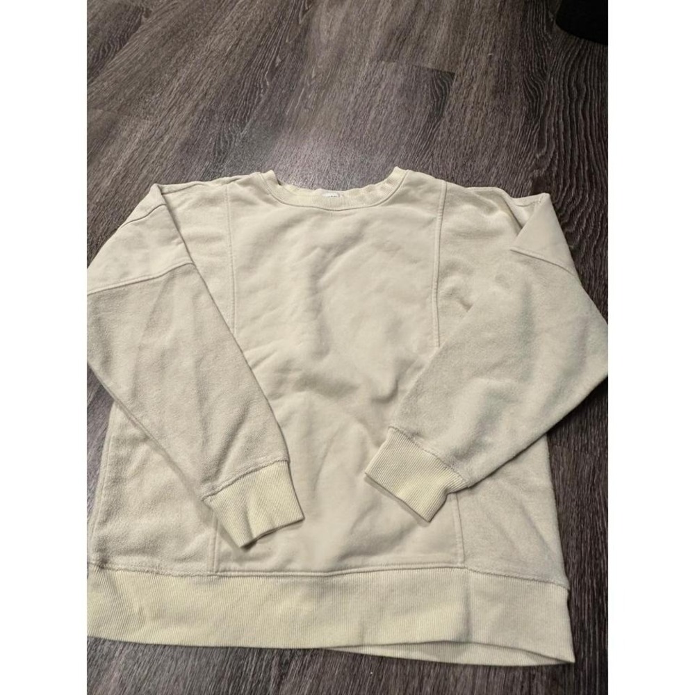 Evereve Cream Paneled French Terry Crewneck Sweatshirt Off White XS